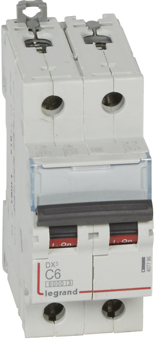 

Автоматический выключатель Legrand 407796 DX³ 6000 - 10 кА - тип характеристики C, 2П, 230/400 В~, 6 А, 2 модуля, 407796