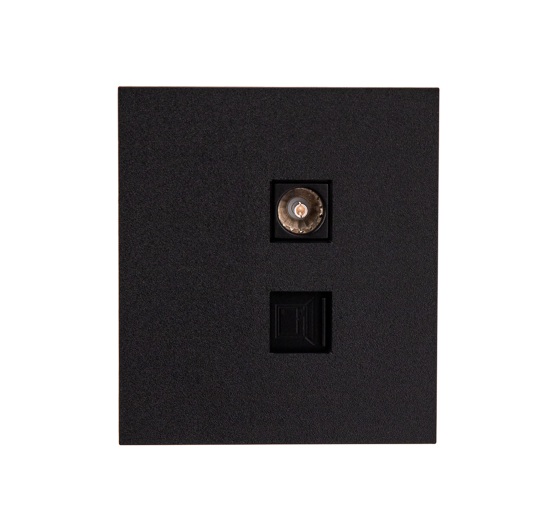 

Розетка KRANZ KR-78-0722-5 MIELE STRONG компьютерная RJ45 кат6 + TV с/у антрацит, KR-78-0722-5