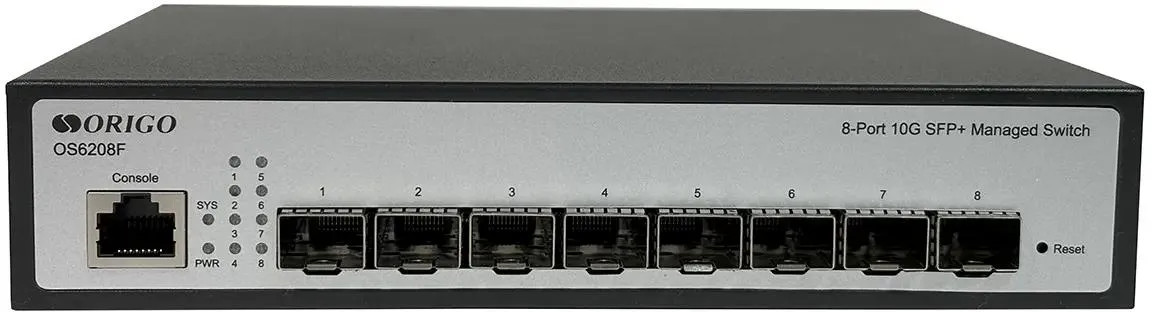 

Коммутатор управляемый ORIGO OS6208F/A1A 8x10GBase-X SFP+, консольный порт RJ-45, L2, комплект для установки в 19" стойку, OS6208F/A1A