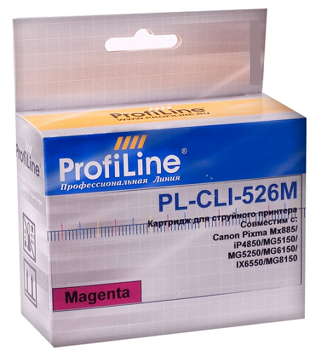 

Картридж струйный ProfiLine PL-CLI-526M-M Картридж PL-CLI-526M с чипом для принтеров Canon Pixma IP4850/MG5150/MG5250/MG6150/MG8150 Magenta водн Profi, PL-CLI-526M-M