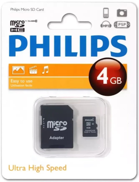 фото Карта памяти MicroSDHC 4GB Philips FM04MD45B/97 в Перми