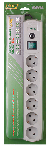 

Сетевой фильтр Most RG 5 м (6 розеток) белый 587278, RG