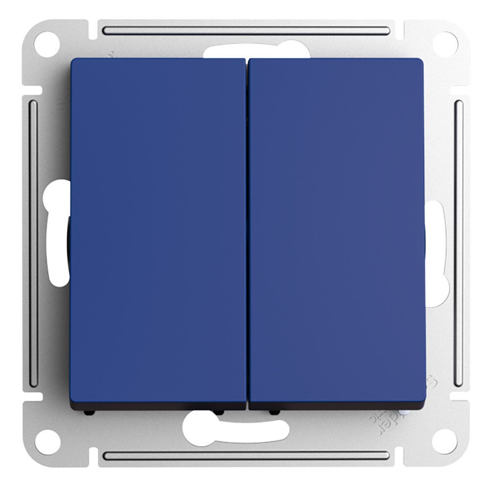 

Переключатель двухклавишный Systeme Electric ATN001173 AtlasDesign перекрестный, 2 x сх. 7, 10АХ, механизм, Аквамарин, ATN001173