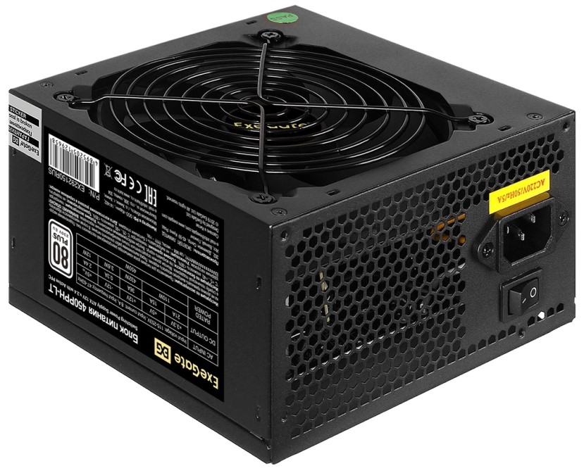 

Блок питания ATX Exegate EX292150RUS-OEM 450PPH-LT, 450W, 80 PLUS, APFC, 120mm fan, EX292150RUS-OEM