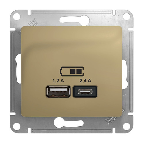 

Розетка USB Systeme Electric GSL000439 Glossa А+С, 5В/2,4А, 2х5В/1,2 А, механизм, ТИТАН, GSL000439