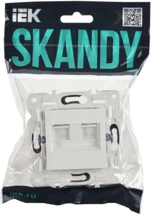 

Розетка компьютерная двойная IEK SK-K20-1-K01 SKANDY RJ45 кат.5E SK-K03W Арктический белый, SK-K20-1-K01