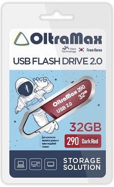 

Накопитель USB 2.0 32GB OltraMax OM-32GB-290-Dark Red 290, темно красный, OM-32GB-290-Dark Red