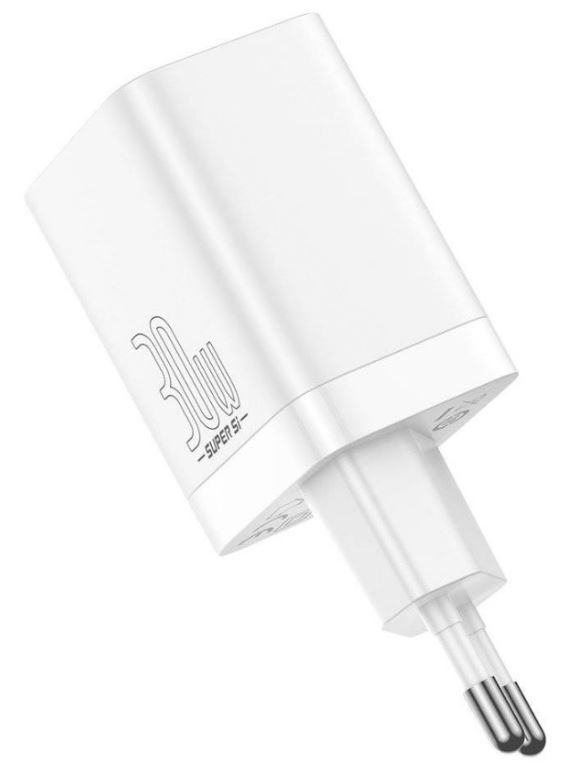 

Зарядное устройство сетевое Baseus CCSUPP-E02 Super Si Pro Quick Charger USB-C, USB-A 30W White, CCSUPP-E02