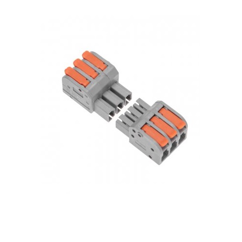 

Клемма Rexant 07-5263 СМК 222-423R проходная разъемная 3 полюса серая 0,2-2,5/4мм2, 07-5263