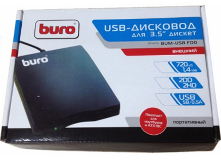 

Дисковод Buro FLD-USB BUM-USB FDD USB 3.5" 1.44Mb черный, FLD-USB