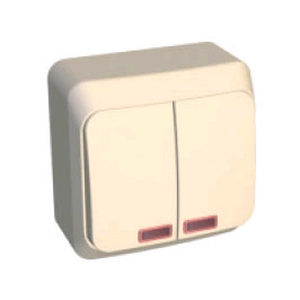 

Выключатель Schneider Electric BA10-006K Этюд 2-клавишный, с подсветкой, наружный,10 А, 220/250 В, IP20, в сборе (сх.5) (кремовый), BA10-006K
