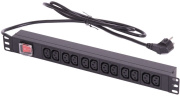 фото Блок розеток 19", 12 розеток  TLK TLK-RSA12-MTF-01-BK
