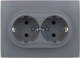 фото Розетка двухместная с заземлением в сборе IEK SK-R24-16-K03-F в Смоленске