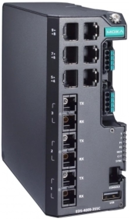 

Коммутатор управляемый MOXA EDS-4009-3SSC-HV 6*10/100BaseT(X) ports, 3*100BaseFX single-mode ports with SC connectors, single power input 110/220, EDS-4009-3SSC-HV