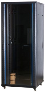 

Шкаф напольный Wize W32U100R 19”, 32U, стеклянная передняя дверь, задняя дверь металл, вент. панель 2 вентилятора, колеса, макс. вес нагрузки 800 кг,, W32U100R
