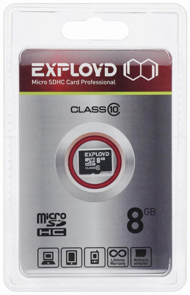 фото Карта памяти MicroSDHC 8GB Exployd EX008GCSDHC10-W/A-AD в Перми