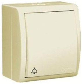 

Выключатель Simon 1594150-031 Simon 15 Aqua Бежевый 1-клавишный кнопочный с символом "звонок" наружный, IP54, 1594150-031