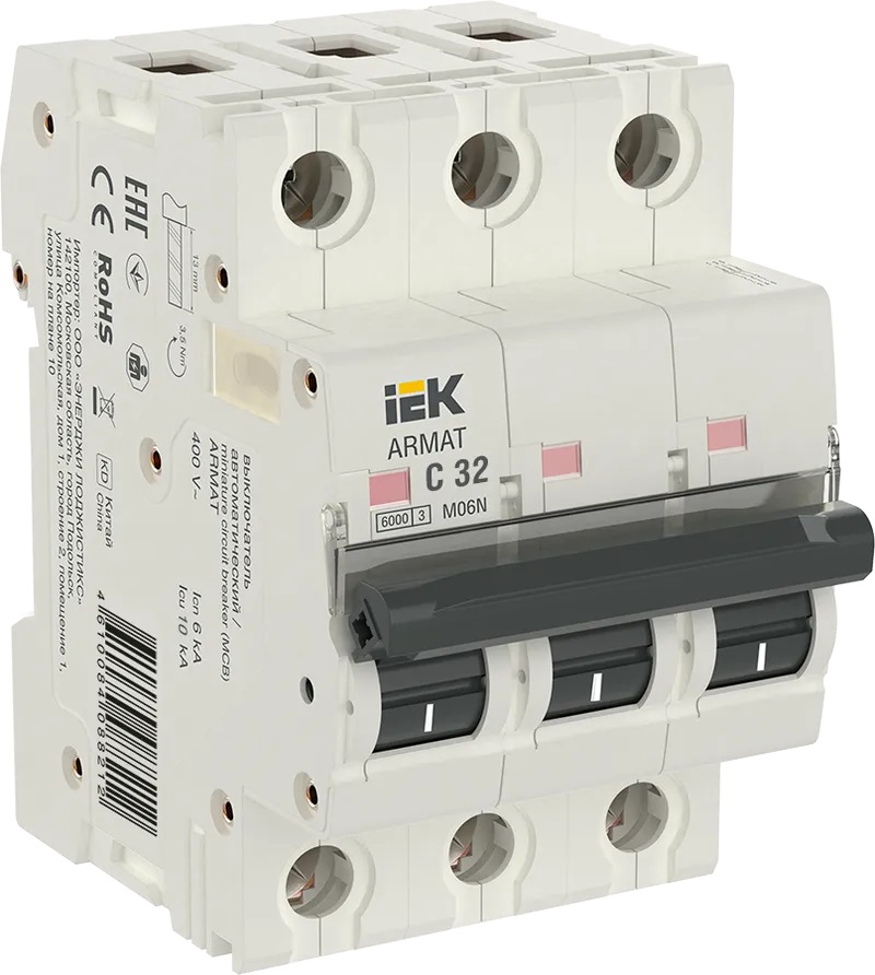 

Автоматический выключатель IEK AR-M06N-3-C032 ARMAT M06N 3P C 32А, AR-M06N-3-C032