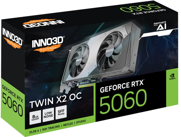фото Видеокарта Inno3D GeForce RTX 5060 TWIN X2 OC (N50602-08D7X-195070N) в Екатеринбурге