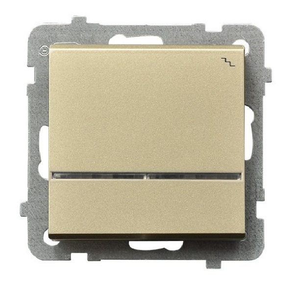 

Выключатель Ospel LP-3RS/m/39 лестничный, с подсветкой синего цвета, 16AX, 250V, 3520W, IP-20, клеммы безвинтовые, шампанский золотой, LP-3RS/m/39