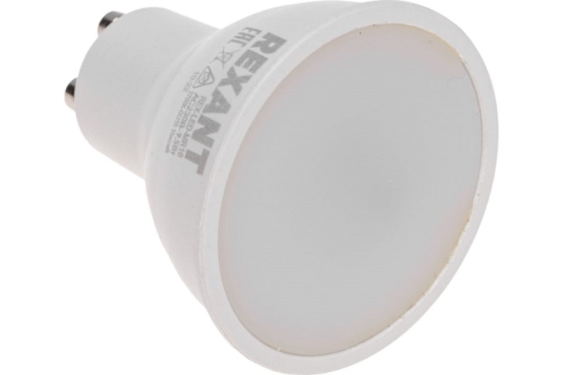 

Лампа светодиодная Rexant 604-4000 рефлектор 9,5Вт 808Лм GU10 AC 150-265В 2700K теплый свет, 604-4000