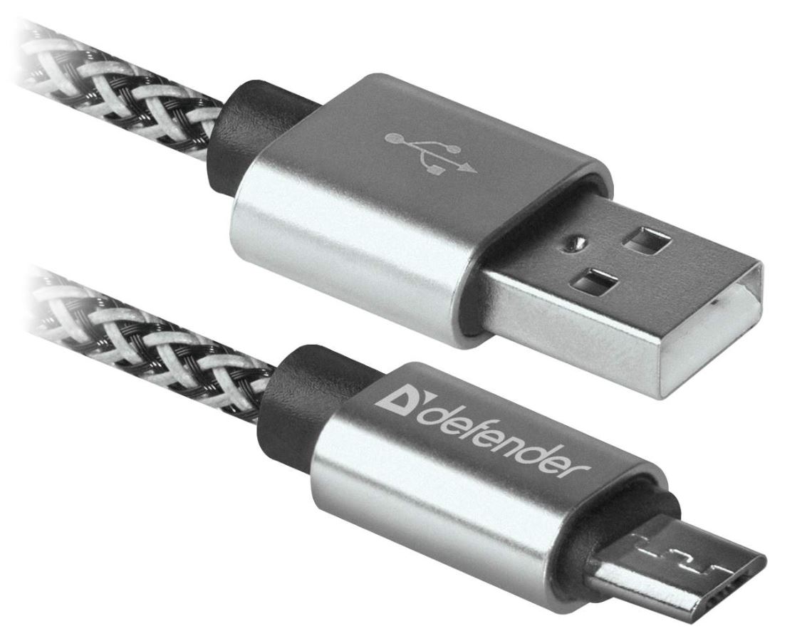 

Кабель интерфейсный Defender USB08-03T USB/micro-USB, 1м, оплётка, белый, USB08-03T