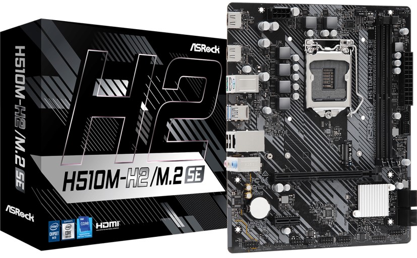 

Материнская плата mATX ASRock H510M-H2/M.2 SE (LGA1200, H470, 2*DDR4 (3200), 4*SATA 6G RAID, M.2, 2*PCIE, Glan, 2*HDMI, 4*USB 3.2, 2*USB 2.0) RTL, H510M-H2/M.2 SE