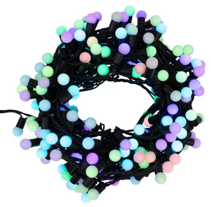 

Гирлянда NEON-NIGHT 303-509-4 мультишарики 17,5мм 10м 100 LED RGB черный ПВХ IP65 медленная смена цвета 230В нужен блок 303-500, 303-509-4