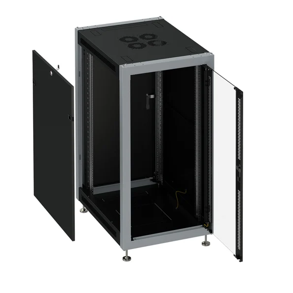 

Шкаф напольный 19", 22U SYSMATRIX SL 6822.912 600x800x1100mm, передняя дверь стекло, задняя дверь металл, поворотная ручка с замком, черный, SL 6822.912