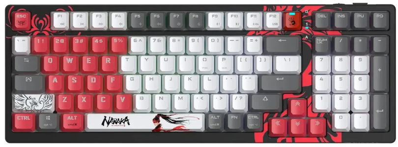 

Клавиатура беспроводная A4Tech Bloody WS98 Naraka механическая серый/красный USB, BT/Radio Multimedia for gamer LED 2027342, Bloody WS98 Naraka