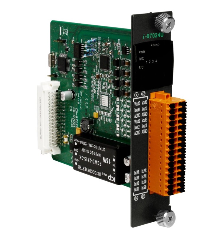 

Модуль ICP DAS I-97024U CR 4-channel 16-bit Isolated Source Type Voltage or Current Output Module (Gray Cover) (RoHS), I-97024U CR