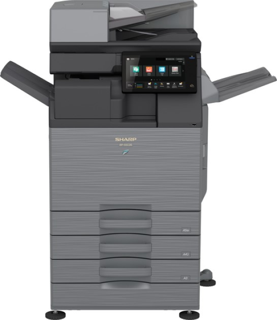 

МФУ цветное Sharp BP55C26EU А3, 26/15 отп./мин. дуплекс, сеть, однопроход.автоподат на 300 лис.,5 Гб, жесткий диск (SSD) на 128 Гб, eMMC на 16 Гб, USB, BP55C26EU