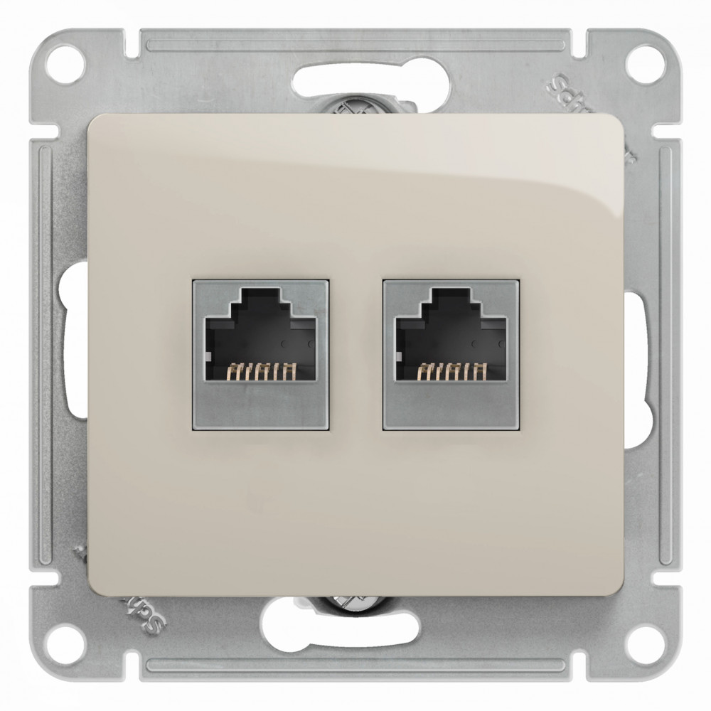 

Розетка Schneider Electric GSL000985 Glossa молочная 2-ая RJ11/RJ45, кат.5E, GSL000985