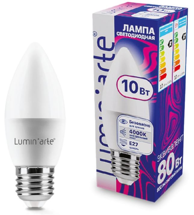 

Лампа Lumin'arte LSTD-C37-10W4KE27 10Вт 4000K E27, LSTD-C37-10W4KE27