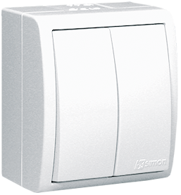 

Выключатель Simon 1594399-030 Simon 15 Aqua Белый 2-клавишный с/п наружный, IP54, 1594399-030