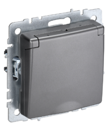 

Розетка с заземлением IEK BR-R16-16-44-K46 BRITE с защитными шторками с кр. 16А IP44 РСбш10-3-44-БрС Сталь, BR-R16-16-44-K46