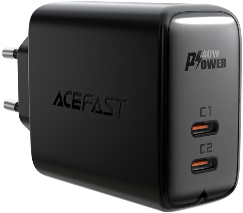 

Зарядное устройство сетевое ACEFAST A9 двухпортовое, 40W, USB Type-C/USB Type-C, чёрное, A9