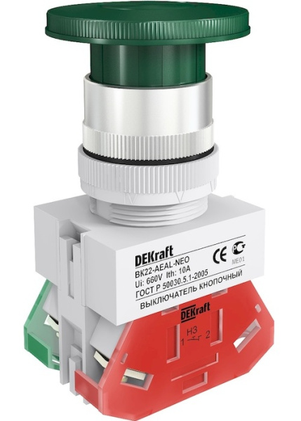 Изображение товара Выключатель кнопочный DEKraft 25039DEK зеленый