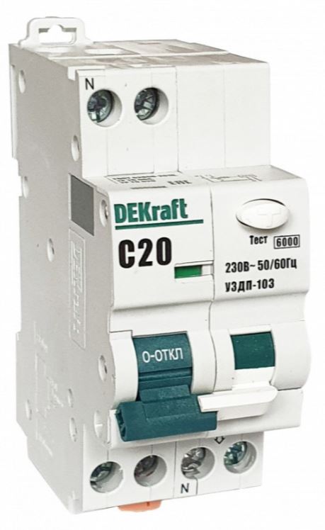 

Устройство защиты от дугового пробоя DEKraft 19088DEK 1P+N 10A х-ка C УЗДП-103 6кА, 19088DEK