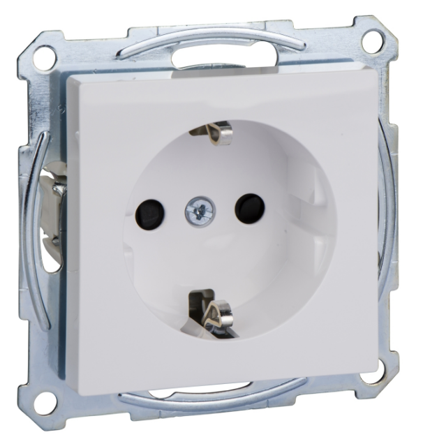 

Розетка Schneider Electric MTN2300-0325 с/з с защитными шторками безвинт. Зажим бел, MTN2300-0325
