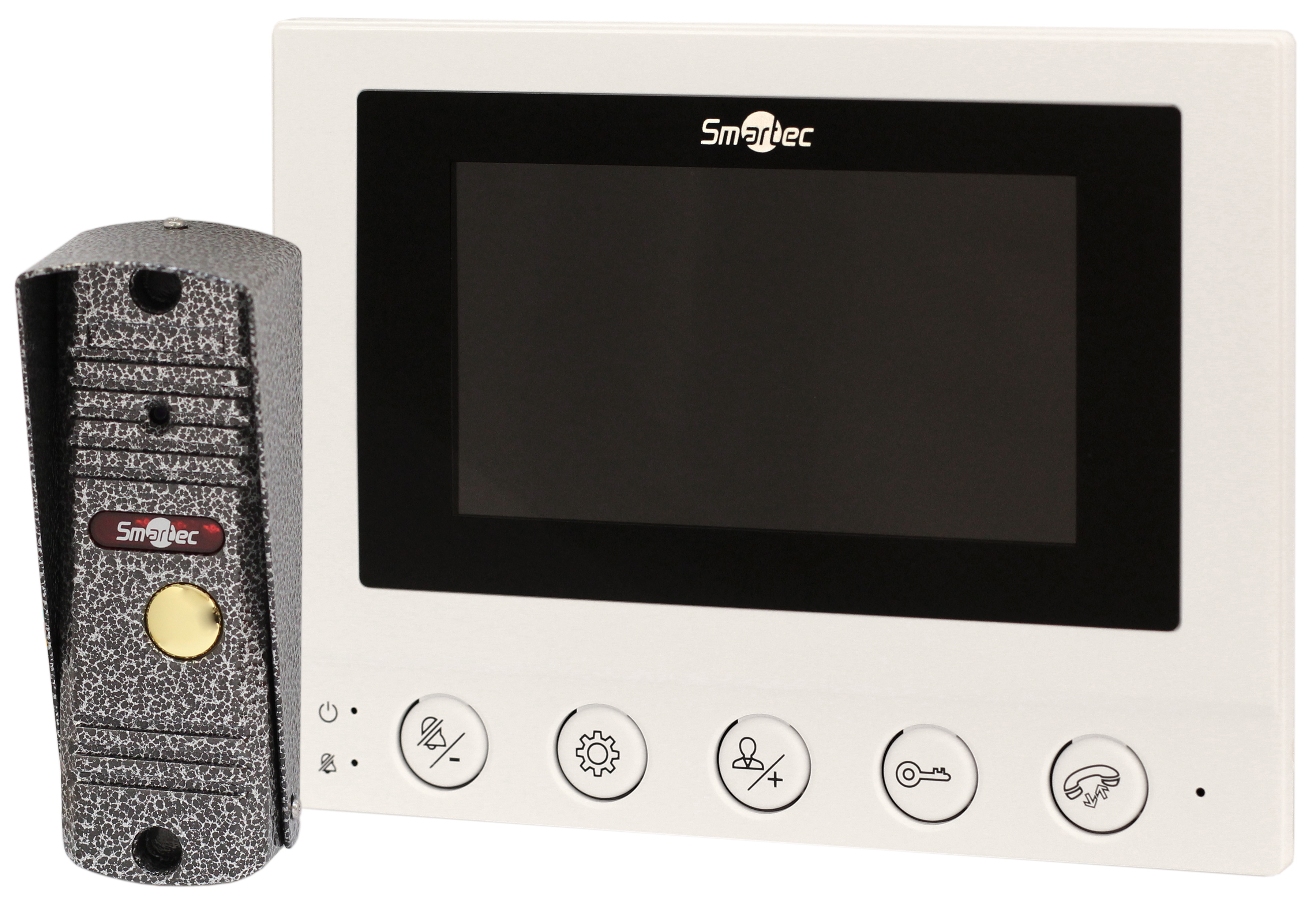 

Комплект Smartec ST-MS604S-WT монитор видеодомофона 4" и панель вызова 600ТВЛ, 4-х проводная линия связи, встроенный блок питания, белый монитор, ST-MS604S-WT