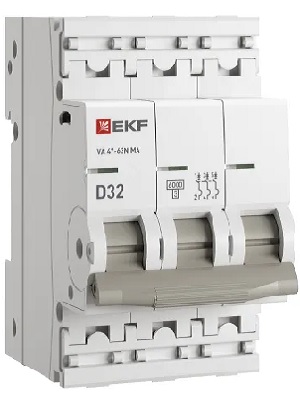 

Автоматический выключатель EKF M63MA6332D ВА 47-63N MA 3P 32А (D) 6кА без тепл. расцепит. PROXIMA, M63MA6332D