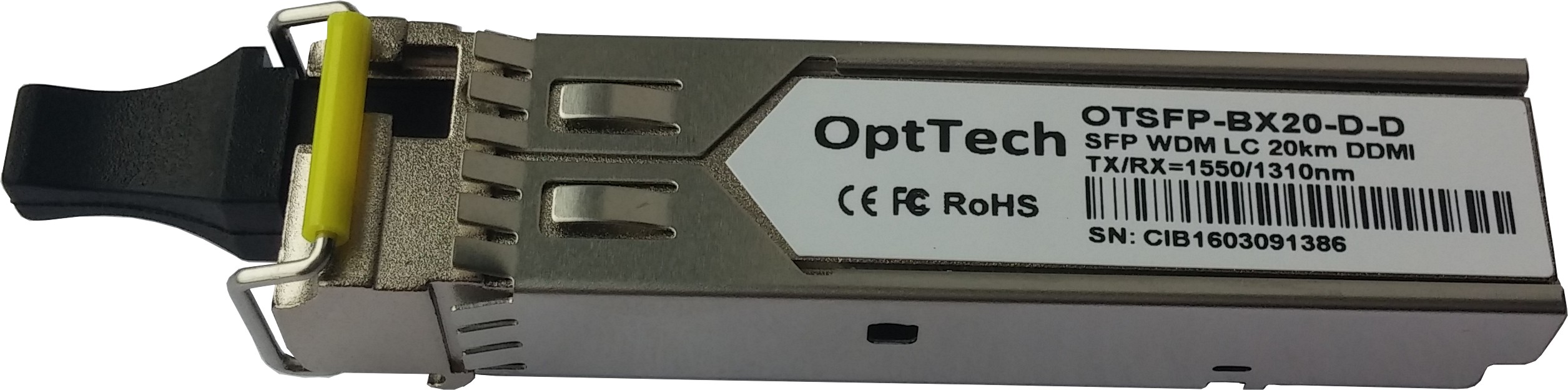 

Модуль SFP OptTech OTSFP-BX20-D-D WDM, TX/RX=1550/1310nm, LC, 20km, DDMI, OTSFP-BX20-D-D