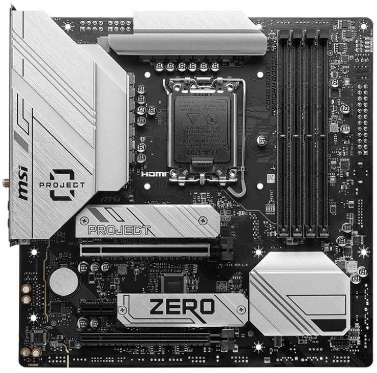 

Материнская плата mATX MSI B760M PROJECT ZERO (LGA1700, B760, 4*DDR5(4800), 4*SATA 6G RAID, 2*M.2, 3*PCIe, WiFi, BT, 3*USB 3.1, 4*USB 2.0, USB Type-C,, B760M PROJECT ZERO