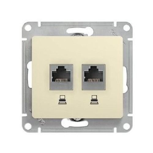 

Розетка Schneider Electric GSL000985KK SE Glossa молочная 2-ая компьютерная RJ45+RJ45, кат.5E, GSL000985KK