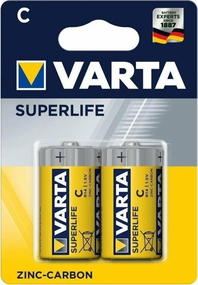 

Батарейка Varta SUPERLIFE R14 C 02014101412 BL2 Heavy Duty 1.5V (2014) (2/24/120), SUPERLIFE R14 C