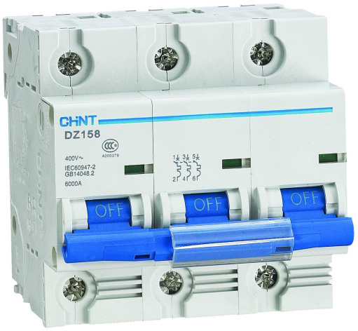 Изображение товара Автоматический выключатель CHINT DZ158 для защиты цепей 125 А IP20