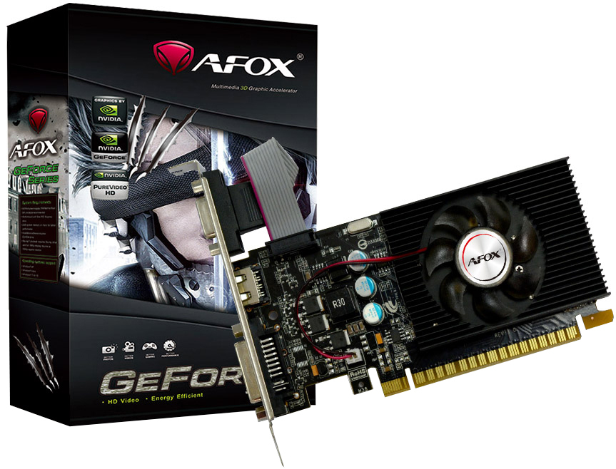 

Видеокарта PCI-E Afox GeForce GT220 AF220-1024D3L2 1GB DDR3 128bit 40nm 625/12000MHz D-Sub/DVI-D/HDMI, GeForce GT220
