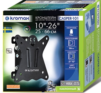 

Кронштейн настенный Kromax CASPER-101 Kromax_20168 10-26", макс. 15кг, наклон, черный, CASPER-101
