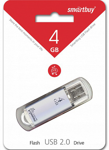 

Накопитель USB 2.0 4GB SmartBuy SB4GBVC-S V-Cut серебристый, SB4GBVC-S